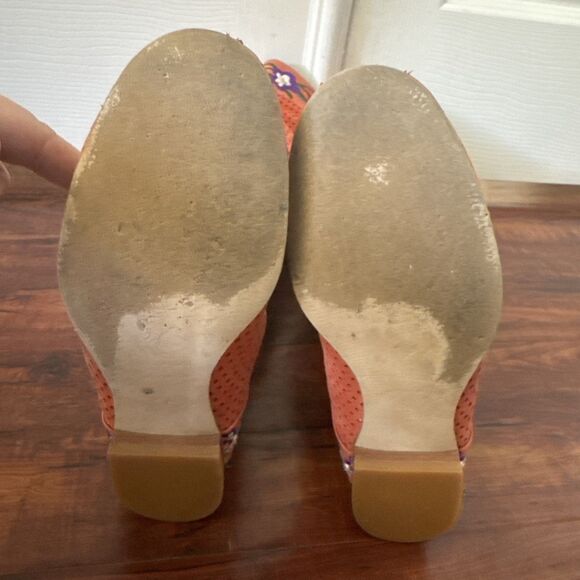 Loresma Womens Boots Sz 38 US 7.5-8 Italy Orange Embroidered Floral Boho Artisan - Picture 13 of 16